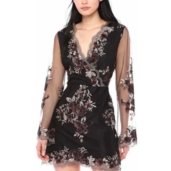 cupcakes & cashmere Dresses & Skirts - NWT Cupcakes And Cashmere Embroidered Mesh Mini Dress w/ Sequin Asian holiday